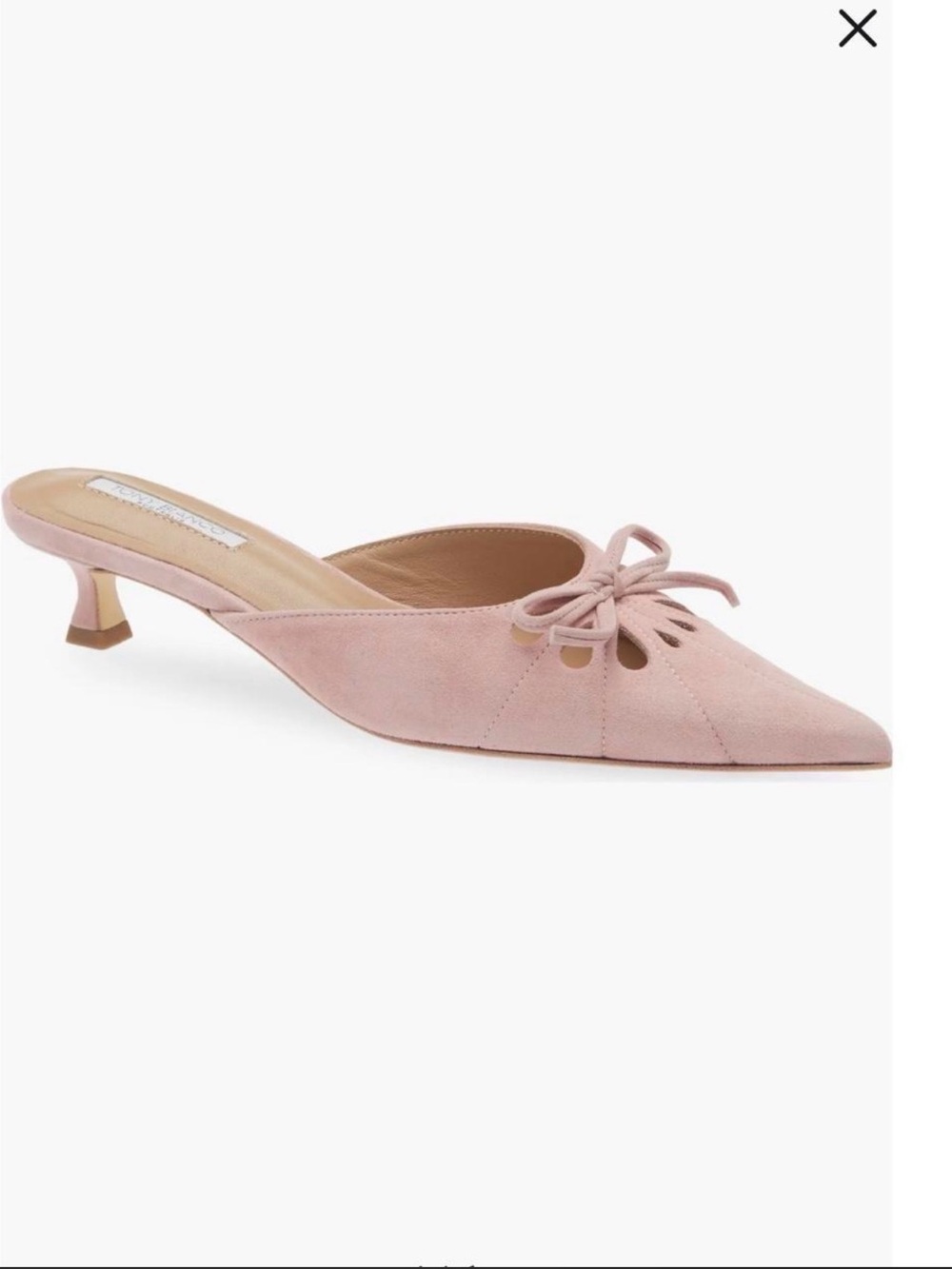 Tony Bianco Blush Pink Suede Pointed-Toe Bow Kitten Heel Mules
